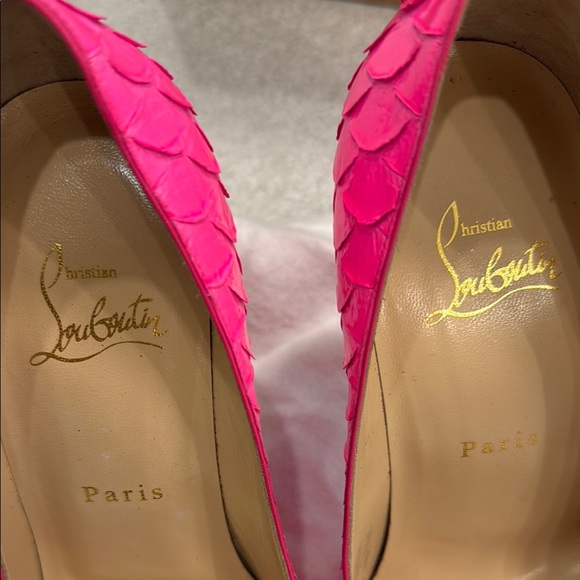Christian Louboutin Pink Python Leather Heels - Picture 9 of 14